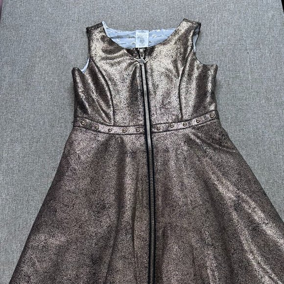 Disney Store Aladdin Princess Jasmine Fit & Flare Dress Girl 11/12 Gold Metallic - Picture 3 of 12